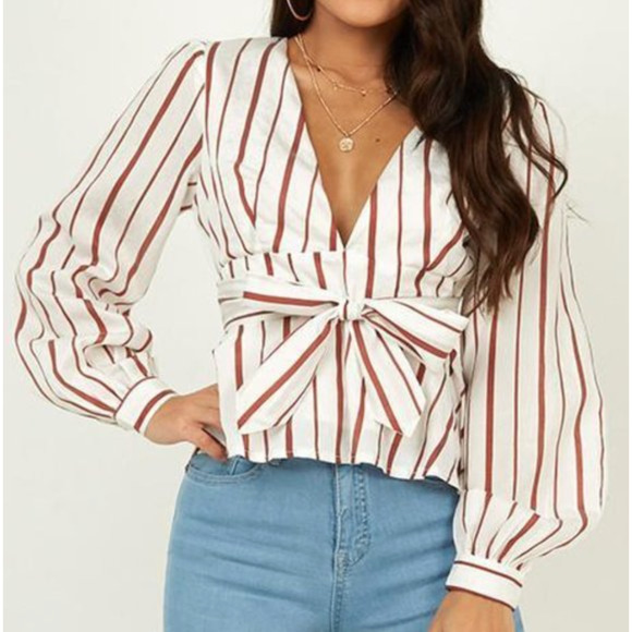 Showpo. Striped Crop Top - So Much to give Top Size 4 - Picture 2 of 15